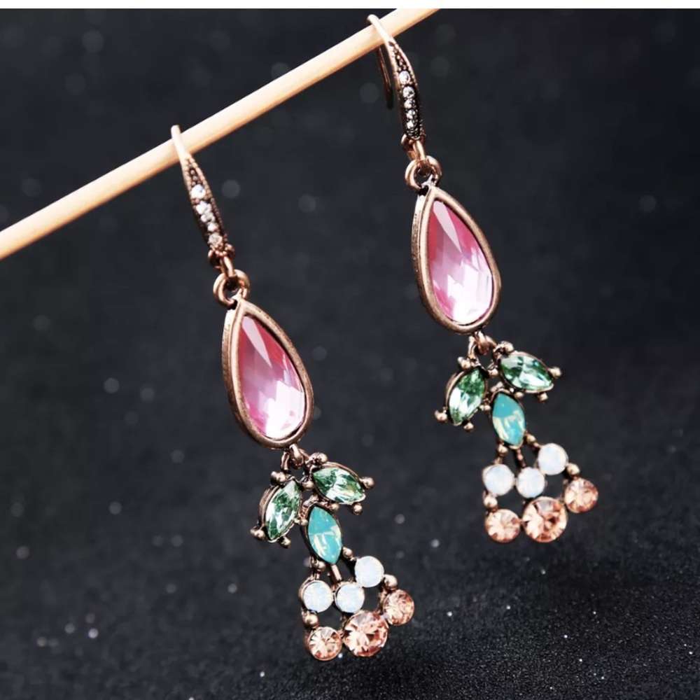 MULT-COLOR Summer BOHO Crystal Dangle Earrings - Picture 3 of 6